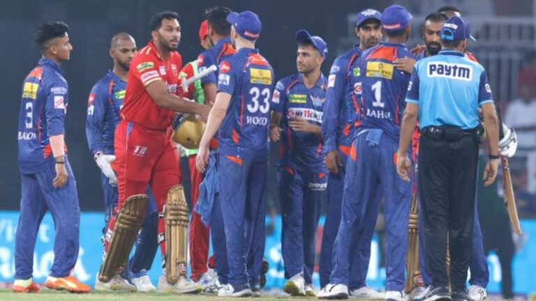 What was the target score for t-20 cricket match between punjab & lucknow held on april 15th, 2023